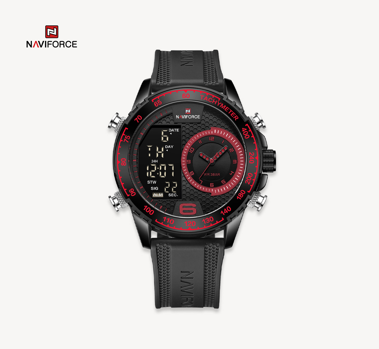 ساعت مچی مردانه نیوی فورس Naviforce 9199 BK/R/BK